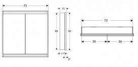 Зеркальный шкафчик для ванной комнаты Geberit One 75x90x15 см со светодиодной подсветкой алюминий белый 505.802.00.2