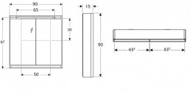 Зеркальный шкафчик для ванной комнаты Geberit One 90x90x15 см со светодиодной подсветкой алюминий белый 505.813.00.2