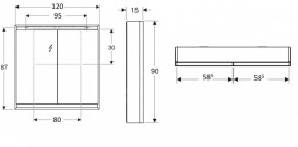 Дзеркальна шафка для ванної кімнати Geberit One 120x90x15 см зі світлодіодним підсвічуванням алюміній білий 505.815.00.2
