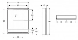 Дзеркальна шафка для ванної кімнати Geberit One 75x90x15 см з нішою та світлодіодним підсвічуванням алюміній 505.832.00.1