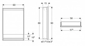 Дзеркальна шафка для ванної кімнати Geberit One 60x90x15 см з нішою та світлодіодним підсвічуванням алюміній білий 505.820.00.2