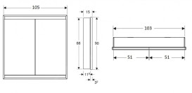 Дзеркальна шафка Geberit One 105x90x15 см із підсвічуванням алюміній чорний матовий 505.804.00.7