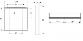 Дзеркальна шафка Geberit One 120x90x15 см із підсвічуванням алюміній чорний матовий 505.805.00.7