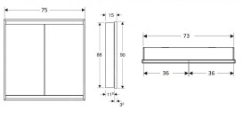 Зеркальный шкафчик Geberit One 75x90x15 см с подсветкой алюминий черный матовый 505.802.00.7
