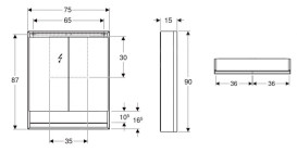 Зеркальный шкафчик Geberit One 75x90x15 см с подсветкой алюминий черный матовый 505.822.00.7