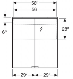 Зеркальный шкафчик Geberit Option Basic с подсветкой двухдверный 500.273.00.1