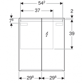 Дзеркальна шафка Geberit Option Basic 60х70 см з підсвічуванням дводверна 500.582.00.1
