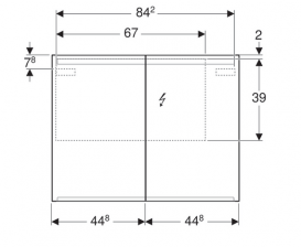 Дзеркальна шафка Geberit Option Basic 90х70 см з підсвічуванням дводверна 500.583.00.1