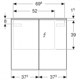 Дзеркальна шафка Geberit Option Plus з підсвічуванням дводверна 500.206.00.1