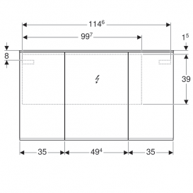 Дзеркальна шафка Geberit Option Plus 120х70 см з підсвічуванням трьохдверна 500.592.00.1