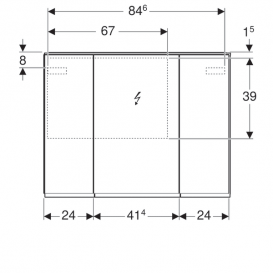 Зеркальный шкафчик Geberit Option Plus 90х70 см с подсветкой трехдверный 500.594.00.1