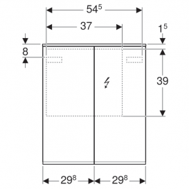Зеркальный шкафчик Geberit Option Plus 60х70 см с подсветкой двухдверный 500.593.00.1