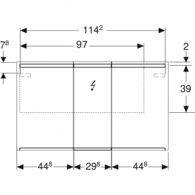 Дзеркальна шафка Geberit Option з підсвічуванням трьохдверний 500.207.00.1