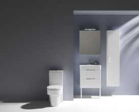 Зеркальный шкафчик Laufen Base 60 см петли слева с подсветкой МДФ/ДСП белый глянцевый H4027511102611