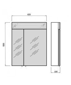 Дзеркальна шафка Мийдодир Лагуна ЗШ-60 62,5х82 см з LED-підсвічуванням ДСП білий глянець 00-00002879