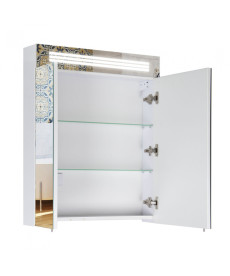 Зеркальный шкафчик Мойдодыр Лагуна ЗШ-80 75х82 см с LED-подсветкой ДСП белый глянец 00-00002880