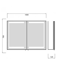 Зеркальный шкафчик Мойдодыр Oskar ЗШ-100 100х70 см с LED-подсветкой ДСП белый глянец 00-0008252
