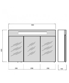 Дзеркальна шафка Мийдодир Oskar ЗШ-90 90х65 см з LED-підсвічуванням ДСП білий глянець 00-0008253