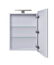 Зеркальный шкафчик Мойдодыр Руна 54х72 см с LED-светильником ДСП белый мат 00-0007701