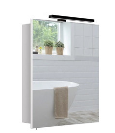 Дзеркальна шафка Мийдодір Runa Black 54 54х20х72 см см з LED-підсвічуванням ДСП білий мат 00-0009293