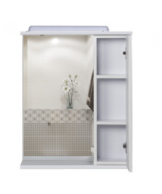 Зеркальный шкафчик Мойдодыр СТ-60 62х76 см с LED-подсветкой ДСП белый глянец 00-00004089