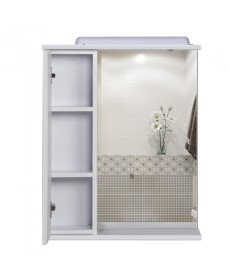 Зеркальный шкафчик Мойдодыр СТ-60 62х76 см с LED-подсветкой ДСП белый глянец 00-00004089