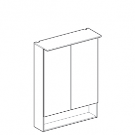 Зеркальный шкафчик подвесной Geberit Acanto 60х83 см с подсветкой две дверцы ДСП дуб мистик/меламин структура дерева 500.644.00.2