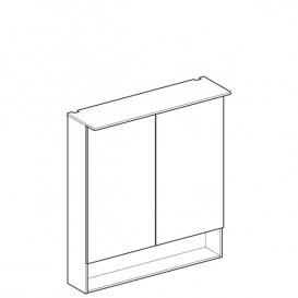 Зеркальный шкафчик подвесной Geberit Acanto 75х83 см с подсветкой две дверцы ДСП дуб мистик/меламин структура дерева 500.645.00.2