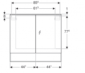 Зеркальный шкафчик подвесной Geberit Acanto 90х83 см с подсветкой две дверцы ДСП дуб мистик/меламин структура дерева 500.646.00.2