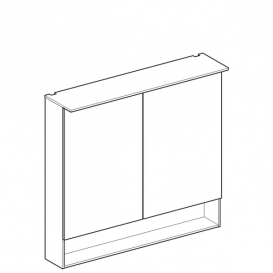 Зеркальный шкафчик подвесной Geberit Acanto 90х83 см с подсветкой две дверцы ДСП дуб мистик/меламин структура дерева 500.646.00.2
