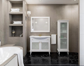 Дзеркало для ванної кімнати Аквародос Беатріче 80х80 см білий патина золото АР000000910