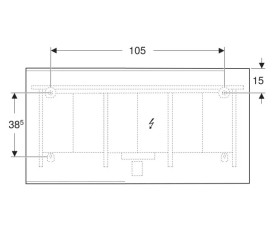 Зеркало для ванной Geberit Option Plus Square 135х70 с прямой и косвенной подсветкой черный матовый/алюминий анодированный 502.786.14.1