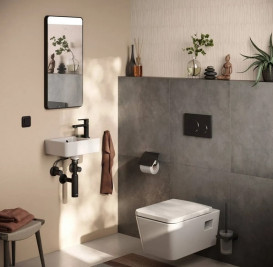 Дзеркало для ванної Hansgrohe Xarita Lite Q 36х70 см з горизонтальним LED-підсвічуванням чорний матовий 54955670