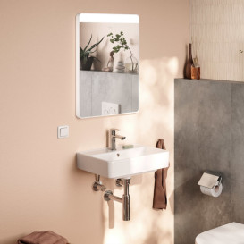 Дзеркало для ванної Hansgrohe Xarita Lite Q 50х70 см з горизонтальним LED-підсвічуванням білий матовий 54956700