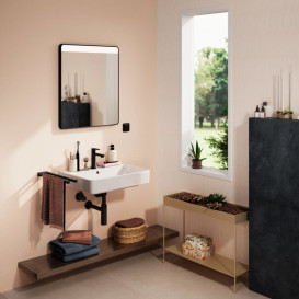 Зеркало для ванной Hansgrohe Xarita Lite Q 60х70 см с горизонтальной LED-подсветкой черный матовый 54957670