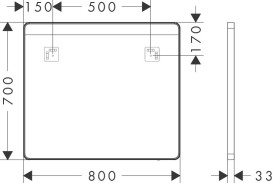 Зеркало для ванной Hansgrohe Xarita Lite Q 80х70 см с горизонтальной LED-подсветкой черный матовый 54958670
