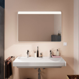 Зеркало для ванной Hansgrohe Xarita Lite Q 100х70 см с горизонтальной LED-подсветкой белый матовый 54959700