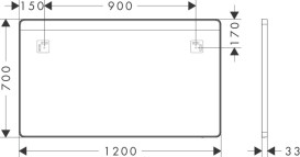 Дзеркало для ванної Hansgrohe Xarita Lite Q 120х70 см із горизонтальним LED-підсвічуванням чорний матовий 54960670