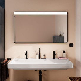 Дзеркало для ванної Hansgrohe Xarita Lite Q 120х70 см із горизонтальним LED-підсвічуванням чорний матовий 54960670