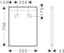 Зеркало для ванной Hansgrohe Xarita Lite Q 50х70 см с боковой LED-подсветкой черный матовый 54961670