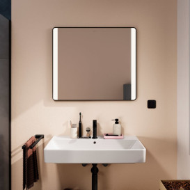 Зеркало для ванной Hansgrohe Xarita Lite Q 80х70 см с боковой LED-подсветкой черный матовый 54963670