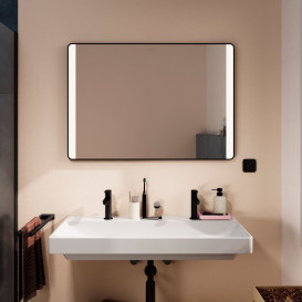 Зеркало для ванной Hansgrohe Xarita Lite Q 100х70 см с боковой LED-подсветкой черный матовый 54964670