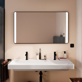 Зеркало для ванной Hansgrohe Xarita Lite Q 120х70 см с боковой LED-подсветкой черный матовый 54965670