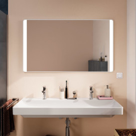 Дзеркало для ванної Hansgrohe Xarita Lite Q 120х70 см з боковим LED-підсвічуванням білий матовий 54965700