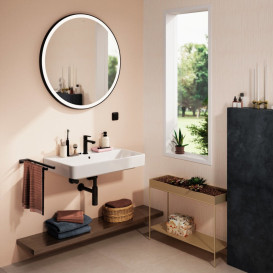 Зеркало для ванной Hansgrohe Xarita Lite S ⌀90 см с круговой LED-подсветкой черный матовый 54967670