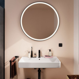 Зеркало для ванной Hansgrohe Xarita Lite S ⌀90 см с круговой LED-подсветкой черный матовый 54967670