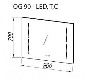 Зеркало для ванной Kolpa-San Nayra OG 90 с подсветкой и часами 507800