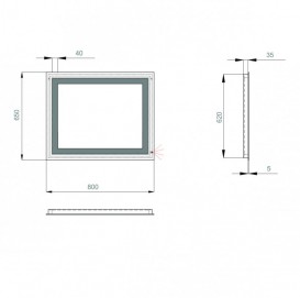 Дзеркало для ванної Sanwerk Lava Квадра 80х65 см з LED-підсвіткою ZL0000161