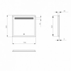 Дзеркало для ванної Sanwerk Lava Рада 70х65 см з LED-підсвіткою ZL0000170
