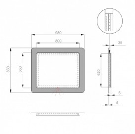 Зеркало для ванной Sanwerk Ultra Космо 98х83 см с LED-подсветкой белый ZU0000141